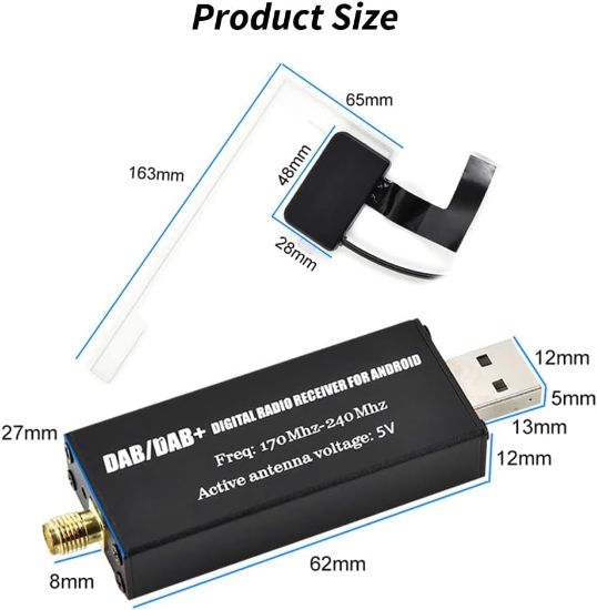 Picture of Car DAB/DAB+ Radio Receiver, DAB Digital Audio Transmission with Antenna, DAB Car Radio Adapter USB Dongle for Most Android Car Stereo