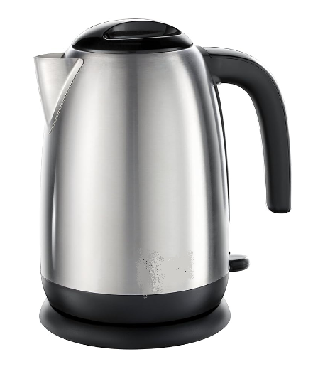 Picture of Stainless Steel & Black Electric 1.7L Cordless Kettle with black handle (Fast Boil 3KW, Removable washable anti-scale filter