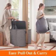 Picture of Double Laundry Hamper with Lid and Removable Laundry Bags, Large Collapsible 2 Dividers Dirty Clothes Basket