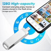 Picture of USB Stick,128G USB3.0 Flash Drives Memory Stick USB Drive with Type C for Computer/Laptop/Android 