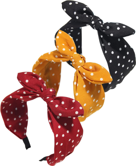 Picture of Polka Dot Headband for Women Bow Knot Fabric Headbands Knotted Hair Bands Pack of 3