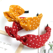 Picture of Polka Dot Headband for Women Bow Knot Fabric Headbands Knotted Hair Bands Pack of 3