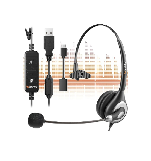 Picture of USB Headset with Microphone Noise Cancelling and in-line Controls, PC Headphone 