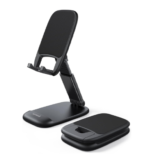 Picture of Foldable Phone Stand for Desk - Height Adjustable Phone Holder Cradle Dock for iPhone 15 14 Pro Max Plus, 13 12 Pro 4"-8" Mobile Phones