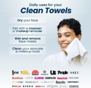 Picture of Clean Towels XL, 100% USDA Biobased Face Towel, Disposable Face Towelette, Makeup Remover Dry