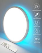 Picture of LED Flush Ceiling Light with RGB Backlight, Remote Control 24W 2350LM Bathroom Light IP54 Waterproof