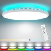 Picture of LED Flush Ceiling Light with RGB Backlight, Remote Control 24W 2350LM Bathroom Light IP54 Waterproof