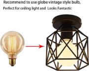 Picture of Semi-Flush Mount Ceiling Light Metal Hanging Fixture Pendant Lighting for Indoor, Black