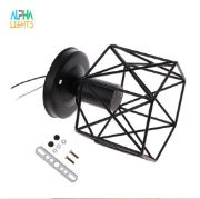 Picture of Semi-Flush Mount Ceiling Light Metal Hanging Fixture Pendant Lighting for Indoor, Black