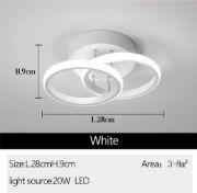 Picture of LED Ceiling Light Modern White Ceiling Lamp 2 Rings Cool White 6000K Modern Creative Design LED Ceiling Lights Fixture for Corridor Office and Bedroom