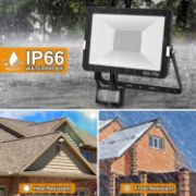 Picture of 30W LED Security Floodlight with PIR Motion Sensor & IR Remote, 3000LM Cool White Outdoor Light, IP66 Waterproof