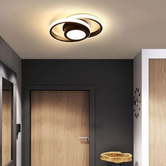 Picture of Double Circle Ceiling Lamp, Black American Retro Style Ceiling Lamp, Flush Mount