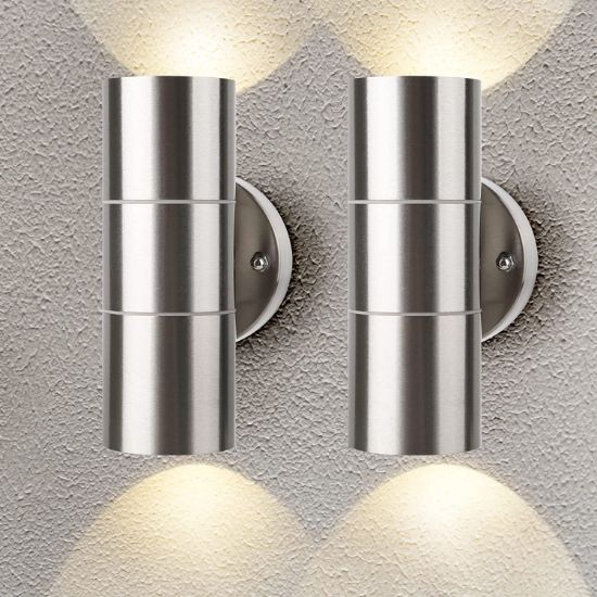 Picture of Modern Stainless Steel Up Down Wall Lights, IP65 Waterproof Outdoor Wall Lights - Pack Of 2