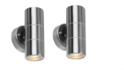 Picture of Modern Stainless Steel Up Down Wall Lights, IP65 Waterproof Outdoor Wall Lights - Pack Of 2