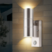 Picture of Stainless Steel Up Down Motion Sensor Wall Lights with PIR Sensor, Mains Powered Exterior Outdoor Wall Lamp