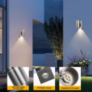 Picture of Outdoor Motion Sensor Wall Lights, Downward Outside Lighting Mains Powered, IP44 Silver Stainless Steel