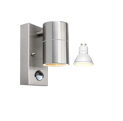 Picture of Outdoor Motion Sensor Wall Lights, Downward Outside Lighting Mains Powered, IP44 Silver Stainless Steel