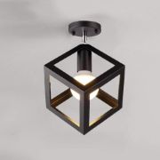 Picture of Industrial Style Cube Ceiling Light, Metal Geometric Cube Pendant Light, Modern Square Hanging Light Fixture for Hallway Dining Room Kitchen