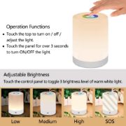 Picture of Smart Lamp, RGB Color Changing USB Rechargeable Lamp for Kids Bedroom, Living Room, Bedroom