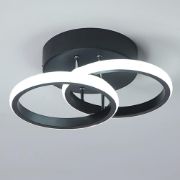 Picture of LED Ceiling Light Modern Black Ceiling Lamp, Double Rings Simple Ceiling Light Fixture LED for Corridor Kitchen Stairs Hallway