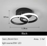 Picture of LED Ceiling Light Modern Black Ceiling Lamp, Double Rings Simple Ceiling Light Fixture LED for Corridor Kitchen Stairs Hallway