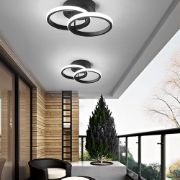 Picture of LED Ceiling Light Modern Black Ceiling Lamp, Double Rings Simple Ceiling Light Fixture LED for Corridor Kitchen Stairs Hallway