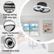 Picture of LED Ceiling Light Modern Black Ceiling Lamp, Double Rings Simple Ceiling Light Fixture LED for Corridor Kitchen Stairs Hallway