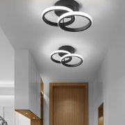 Picture of LED Ceiling Light Modern Black Ceiling Lamp, Double Rings Simple Ceiling Light Fixture LED for Corridor Kitchen Stairs Hallway