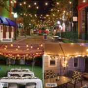 Picture of LED Outdoor Festoon Lights Mains Powered, 25FT Globe String Lights with E12 Socket, 25Pcs G40 1W Plastic Bulbs Festoon Lights