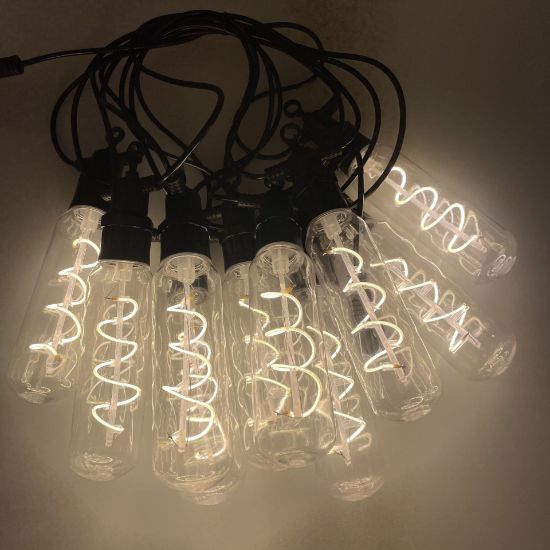 Picture of String Of Festoon Lights 5M Black, 10 Edison Bulbs Warm White 3000K DC24V Hanging Decoration Lights for Garden, Festoon String Lights